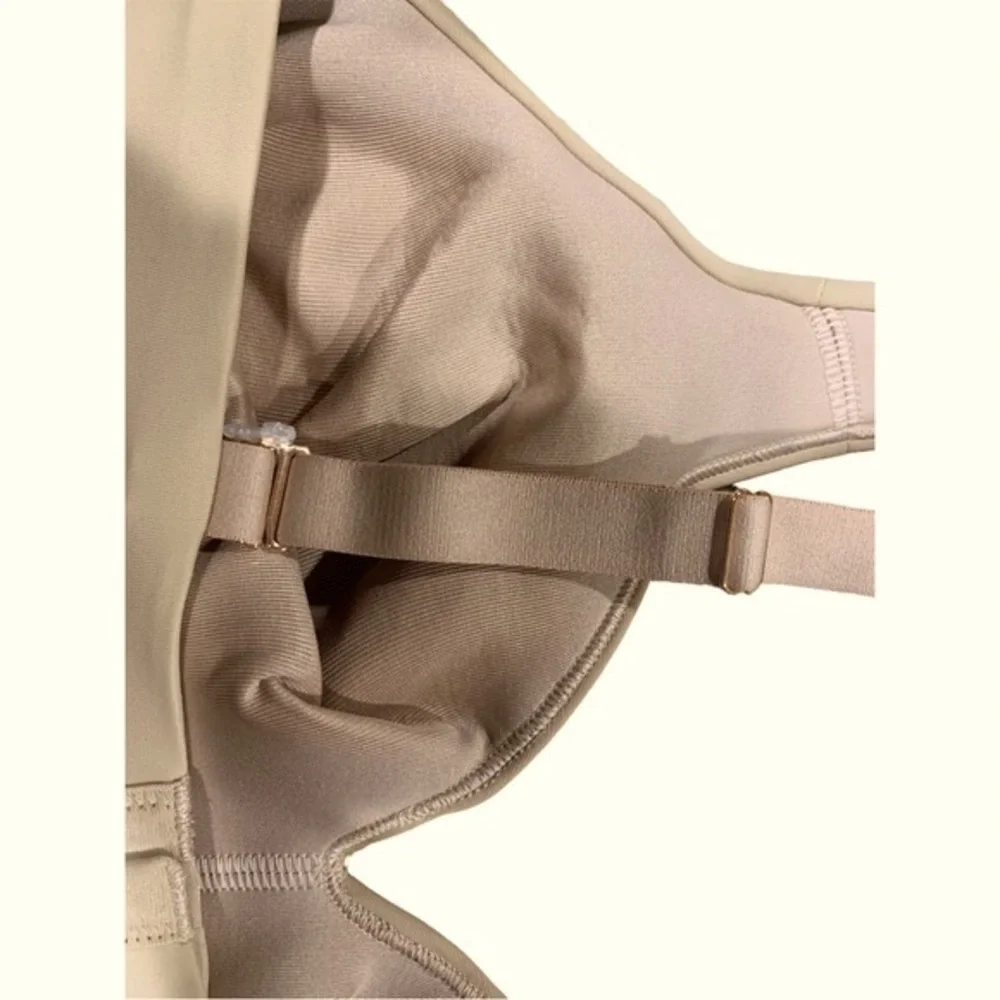 True & Co Unlined Wirefree Wireless Back Closure Bra Tan Small